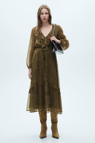 Robe en imprimé cachemire volant - Vert