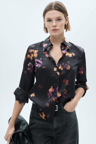 Chemise satinée imprimée - Violet
