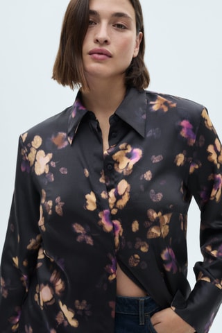 Chemise satinée imprimée - Violet