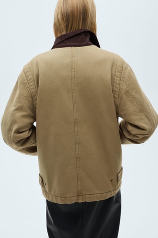 Parka col contrasté poches - Kaki