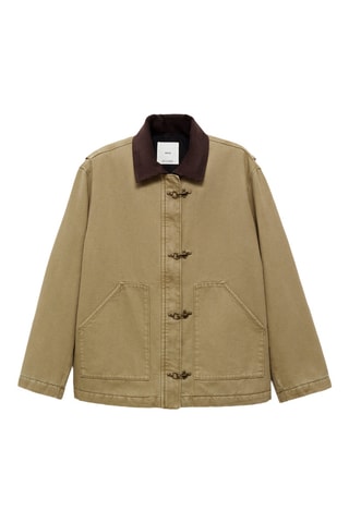 Parka col contrasté poches - Kaki