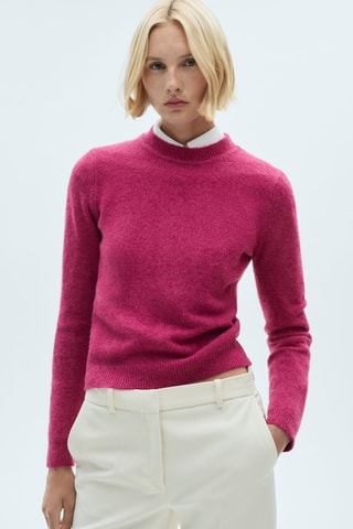 Pull-over maille manches longues - Fuchsia