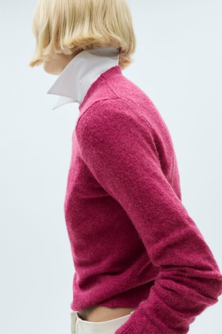 Pull-over maille manches longues - Fuchsia