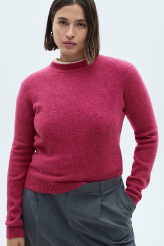 Pull-over maille manches longues - Fuchsia
