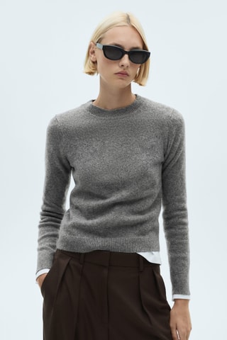 Pull-over maille manches longues - Gris