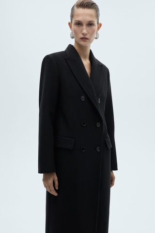 Manteau en laine à double boutonnage - Noir