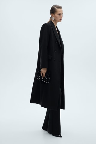 Manteau en laine à double boutonnage - Noir