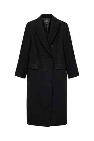 Manteau en laine à double boutonnage - Noir