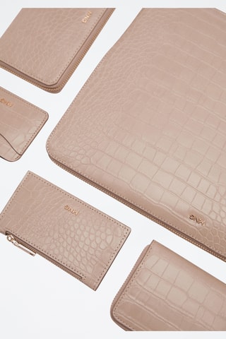Porte-cartes effet croco - Sable