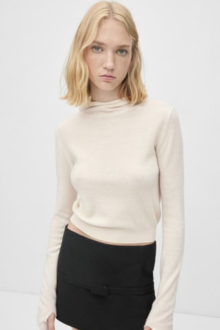 100% Wollen hooded sweater - Ecru