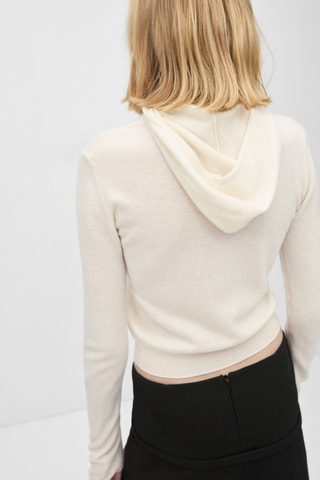 100% Wollen hooded sweater - Ecru