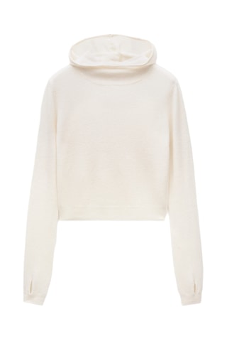 100% Wollen hooded sweater - Ecru