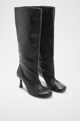 Bottes cuir bout rond - Noir
