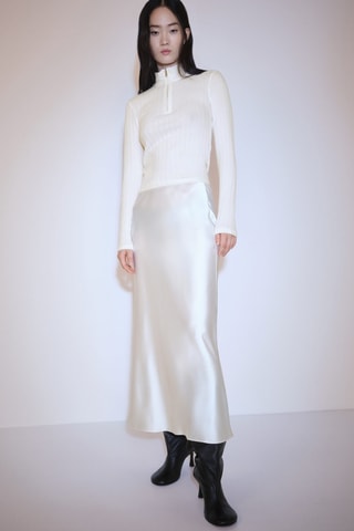 Pull-over maille zippé - Blanc cassé