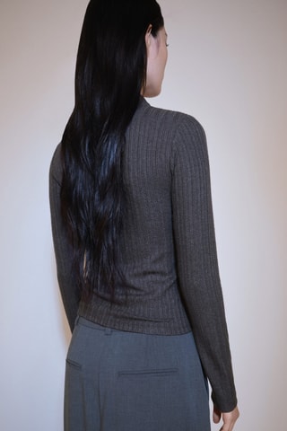 Pull-over maille zippé - Gris foncé