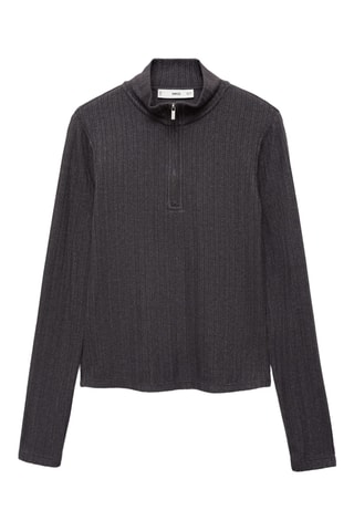 Pull-over maille zippé - Gris foncé