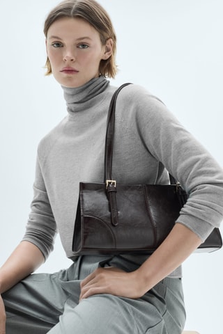 Pull-over maille fine col roulé - Gris clair