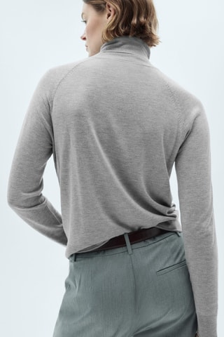 Pull-over maille fine col roulé - Gris clair