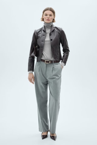 Pull-over maille fine col roulé - Gris clair
