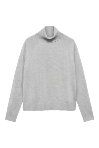 Pull-over maille fine col roulé - Gris clair
