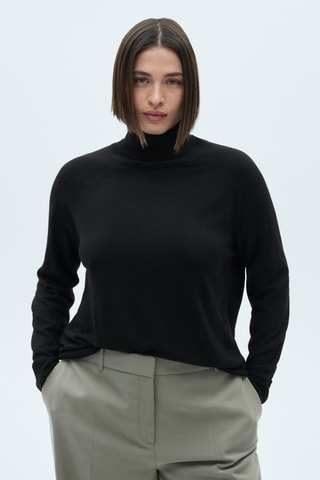 Pull-over maille fine col roulé - Noir