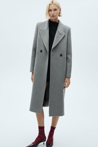 Manteau laine revers - Gris