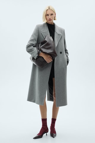 Manteau laine revers - Gris