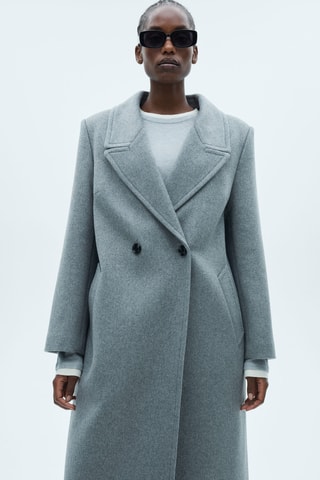 Manteau laine revers - Gris