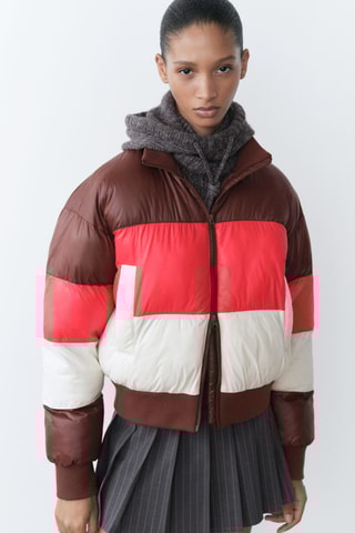 Anorak matelassé tricolore - Marron