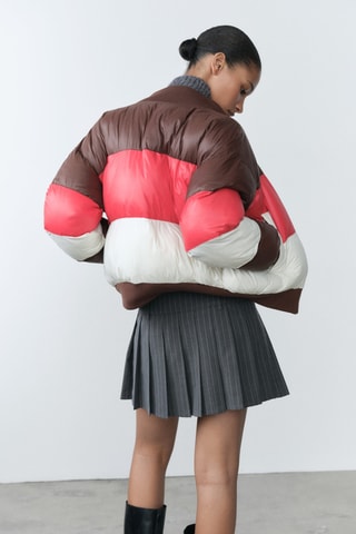 Anorak matelassé tricolore - Marron