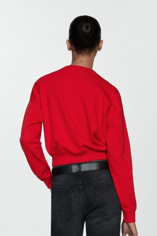 Sweat-shirt coton col rond - Rouge