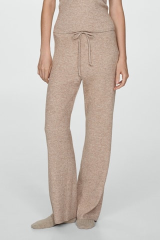 Pantalon maille côtelée fine - Sable