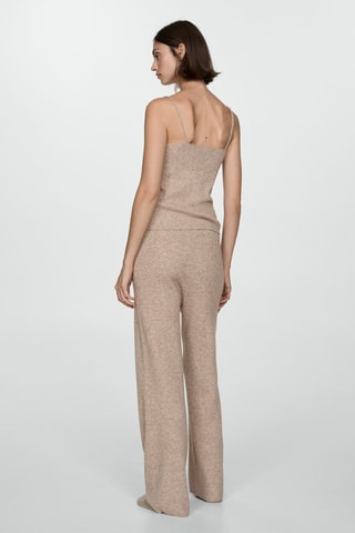 Pantalon maille côtelée fine - Sable