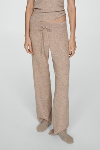 Pantalon maille côtelée fine - Sable