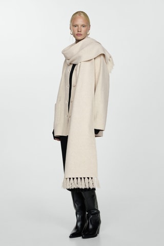 Manteau maille écharpe amovible - Ecru