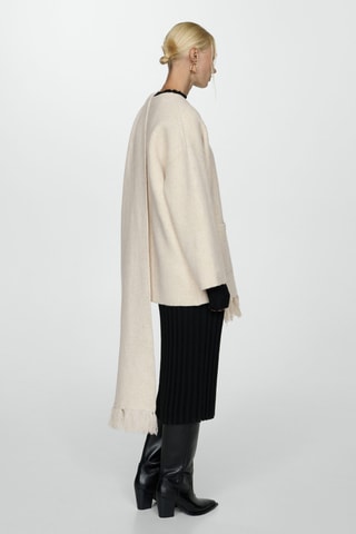 Manteau maille écharpe amovible - Ecru