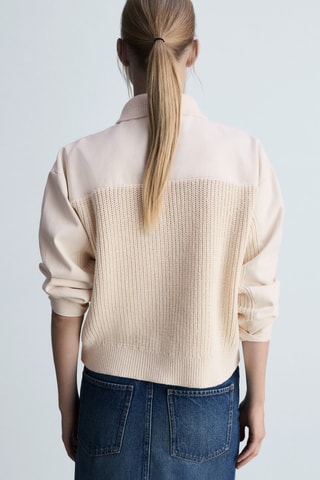 Blouson combiné tricot - Ecru