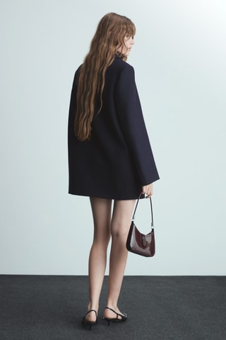 Manteau laine oversize structuré - Bleu marine