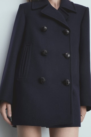 Manteau laine oversize structuré - Bleu marine