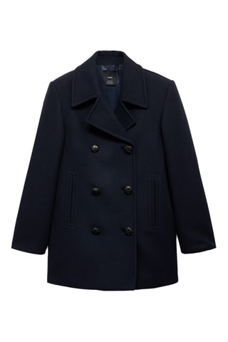Manteau laine oversize structuré - Bleu marine