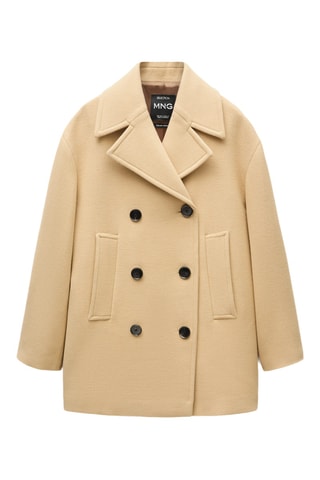 Manteau croisé en laine vierge - Marron