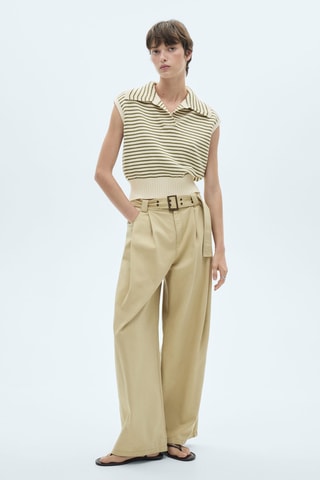Gilet maille rayures - Ecru