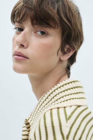 Gilet maille rayures - Ecru