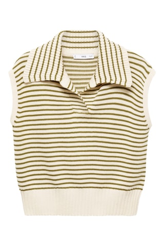 Gilet maille rayures - Ecru