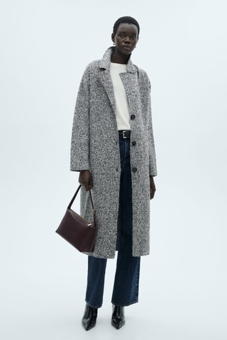 Manteau coton maille chinée - Noir