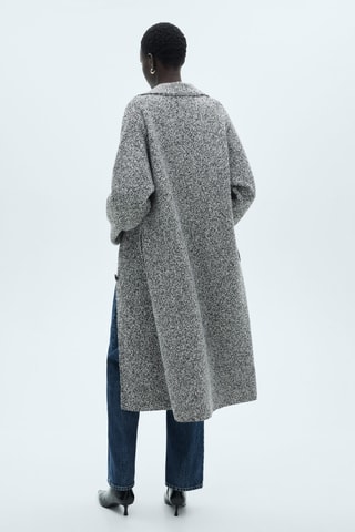 Manteau coton maille chinée - Noir