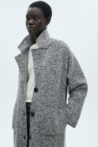 Manteau coton maille chinée - Noir