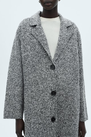 Manteau coton maille chinée - Noir