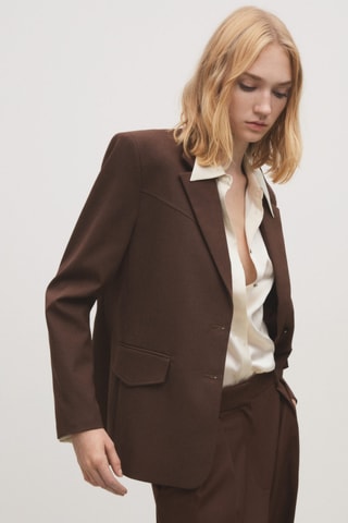 Blazer costume micro pied-de-poule - Marron