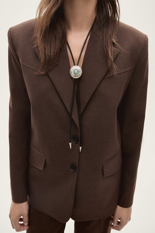 Blazer costume micro pied-de-poule - Marron
